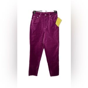 Denim & Co NWT Velvet Pants Women’s Size 12 Boyfriend Cranberry Color